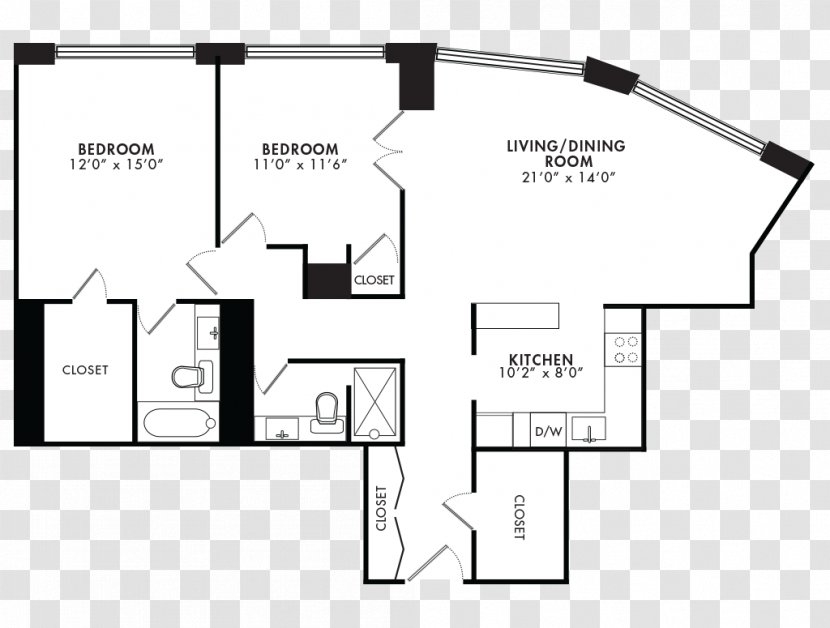 Bedroom Kitchen Floor Plan Granite - Car Overlooking Transparent PNG