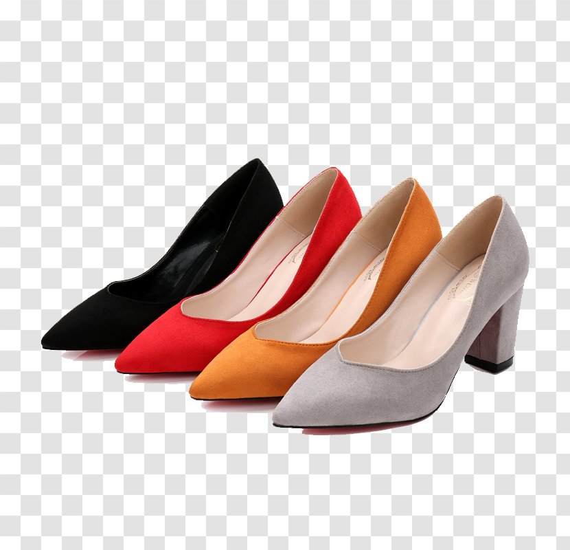 Shoe High-heeled Footwear - Suede - Four Different Color Style Heels Transparent PNG