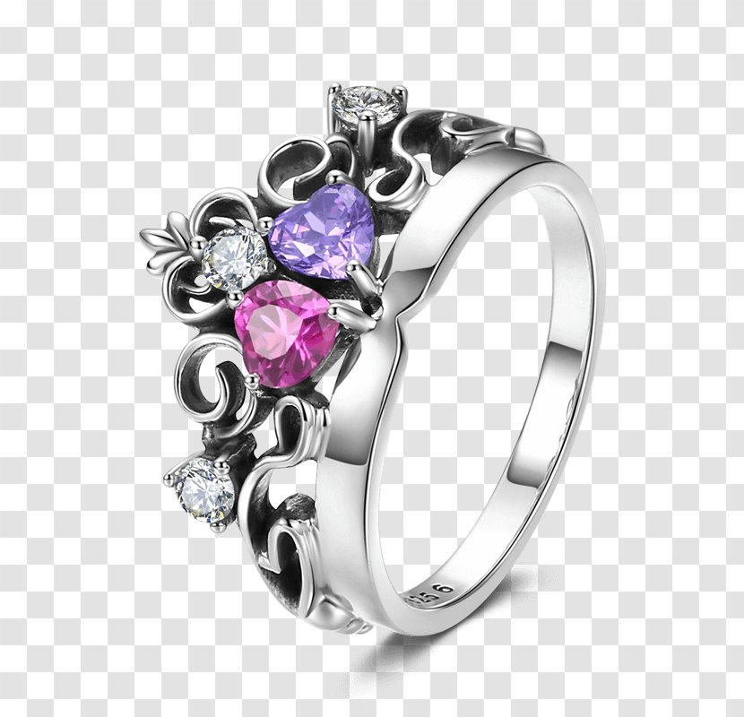 Amethyst Silver Wedding Ring Platinum - Body Jewelry Transparent PNG