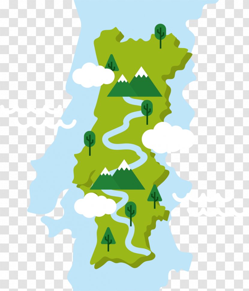 Portugal Vector Map Central Europe Green Space Transparent Png