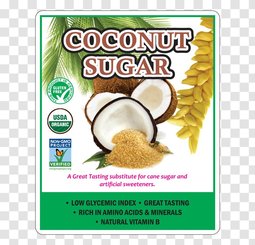 Natural Foods Organic Food Palm Sugar Flavor Superfood - Coconut Transparent PNG