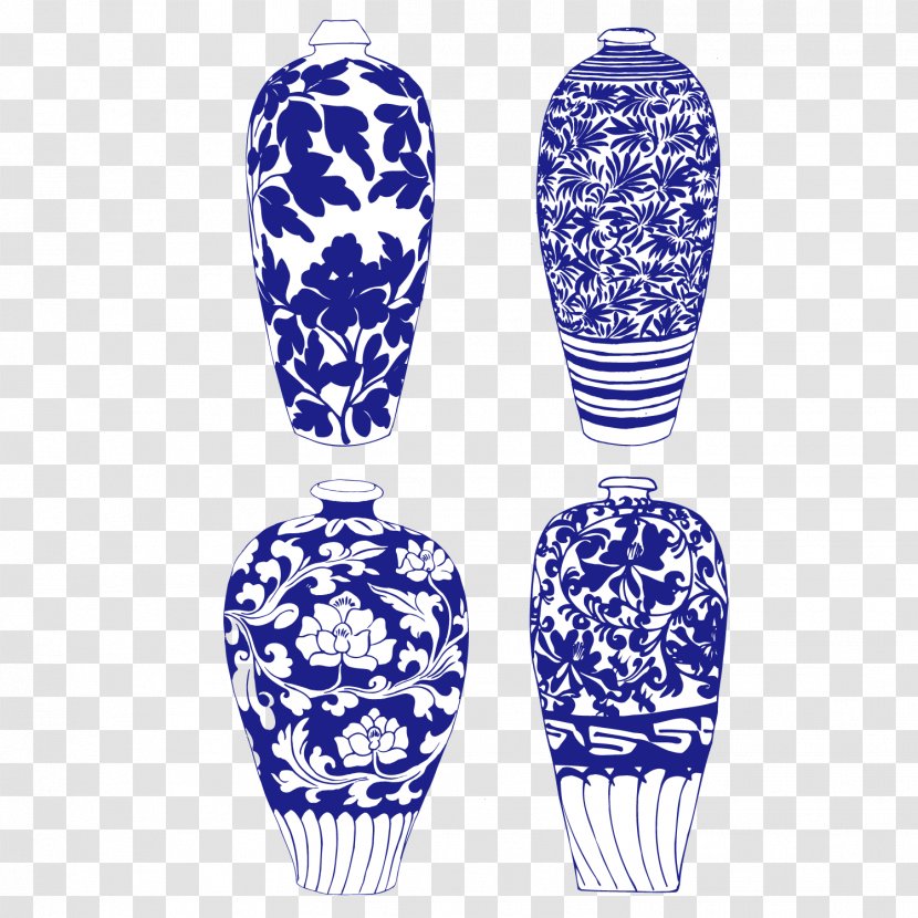 Porcelain Vase Blue And White Pottery - Cobalt - Mount Flower Transparent PNG