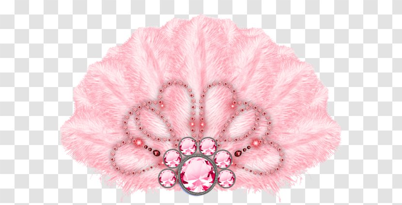 Hand Fan Pink Feather - White - Flower Transparent PNG