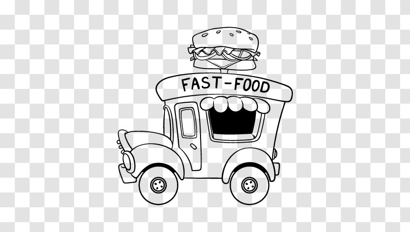 Hamburger Hot Dog Coloring Book Drawing Food Truck - Black And White Transparent PNG