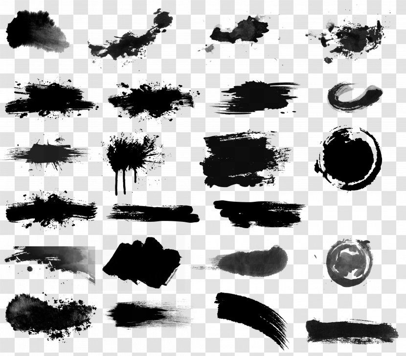 Ink Brush Drawing Inker - Monochrome Photography - Black Watercolor Transparent PNG