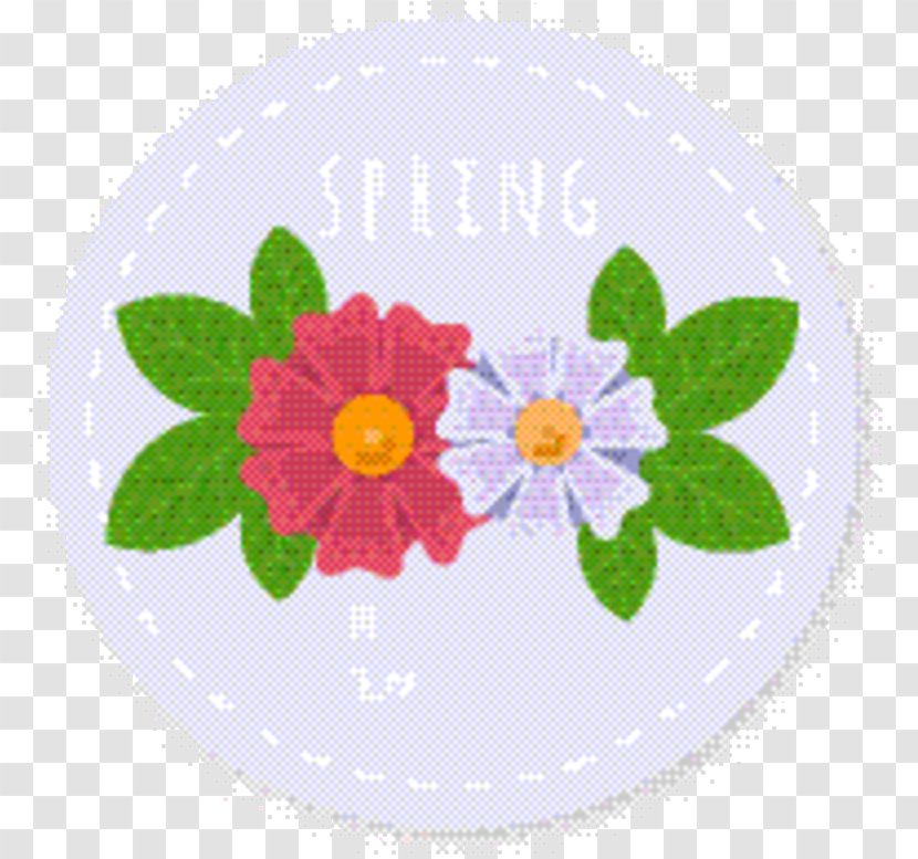 Pink Flower Cartoon - Sticker - Symbol Tableware Transparent PNG