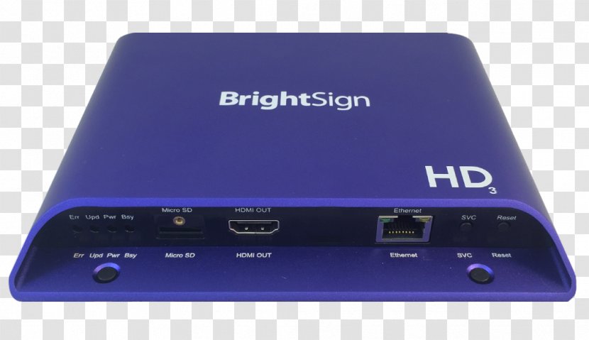 BrightSign HD223 Digital Signs Media Player Computer Network - Ethernet Hub - Reflective Transparent PNG