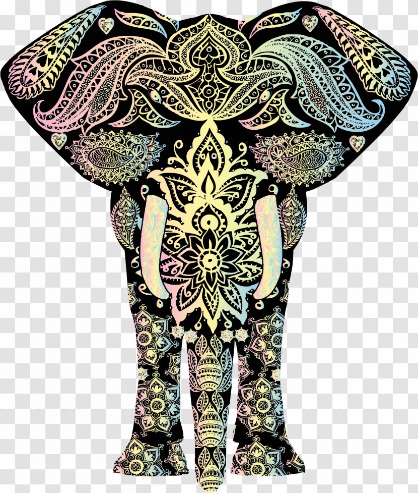 Save The Elephants Ornament Clip Art - Elephant - Pastel Flower Transparent PNG