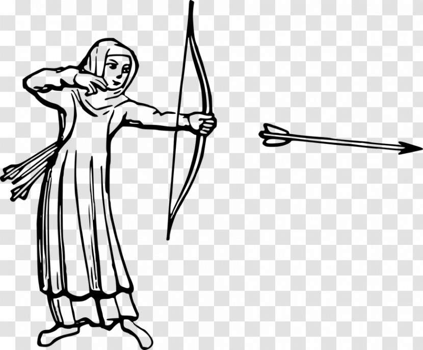 Archery Drawing Hunting Clip Art - Monochrome - Silhouette Transparent PNG