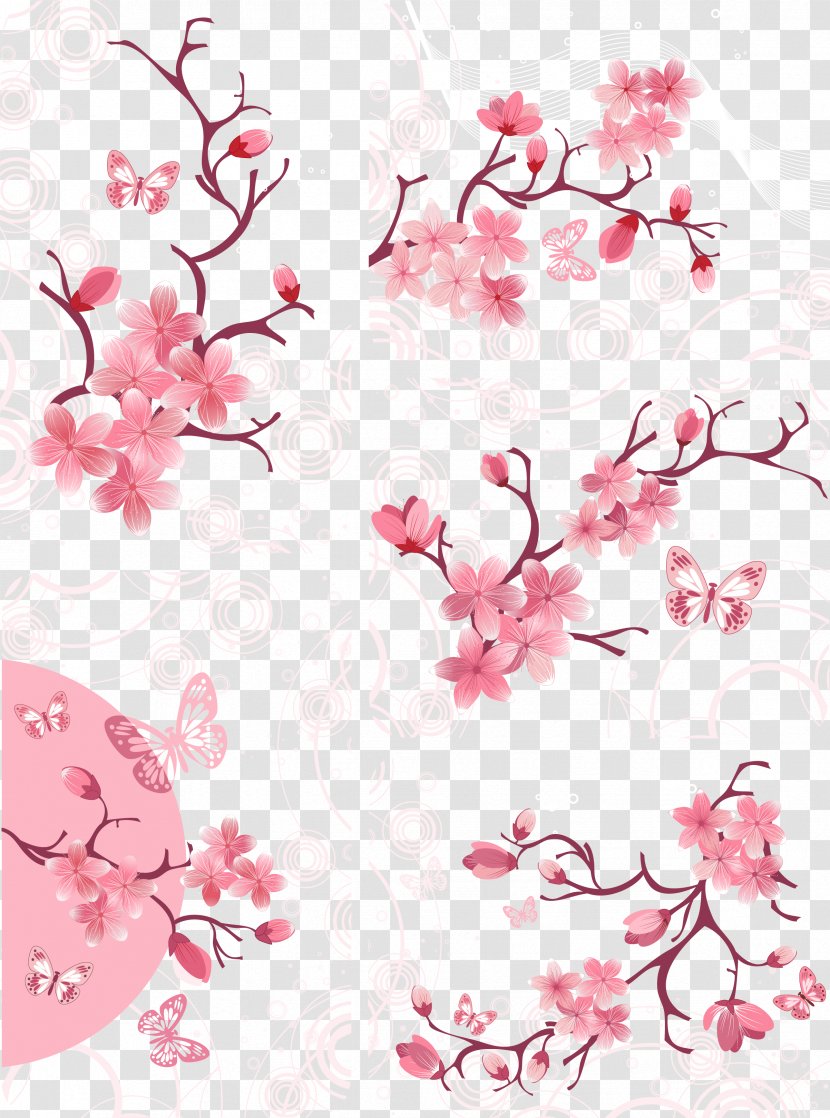 Poster - Geometric Shape - Cherry Blossoms Transparent PNG