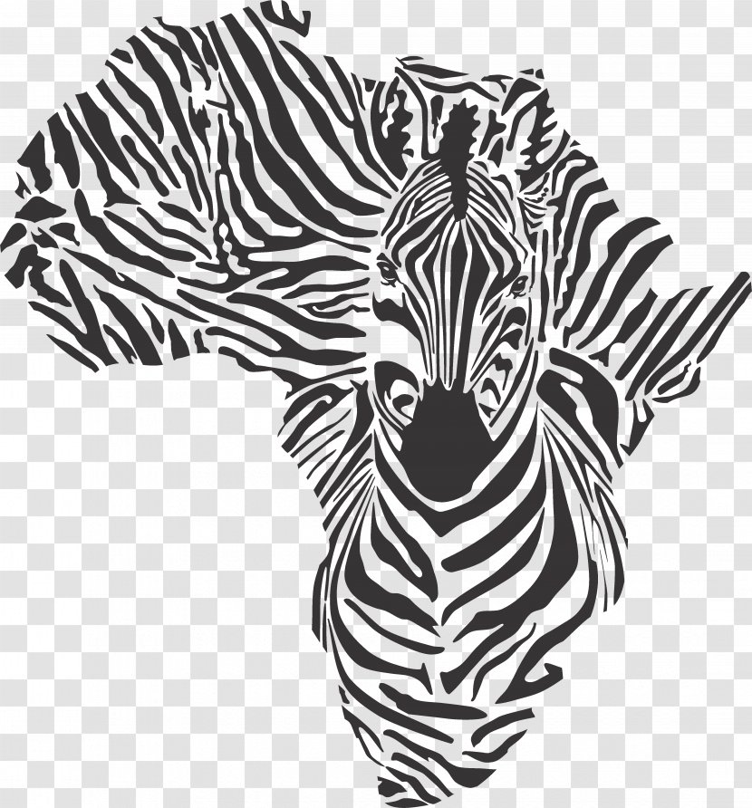 Africa Zebra Map - Monochrome Photography - Decorative Transparent PNG