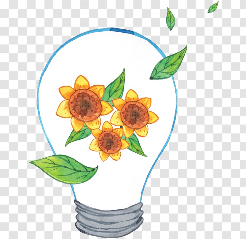Incandescent Light Bulb Environmental Protection Illustration - Flowerpot - Green Transparent PNG
