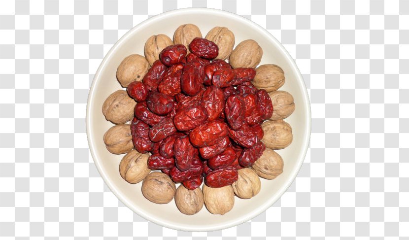 Nut Plant Milk Vegetarian Cuisine Jujube - Commodity - Red Dates And Walnuts Transparent PNG