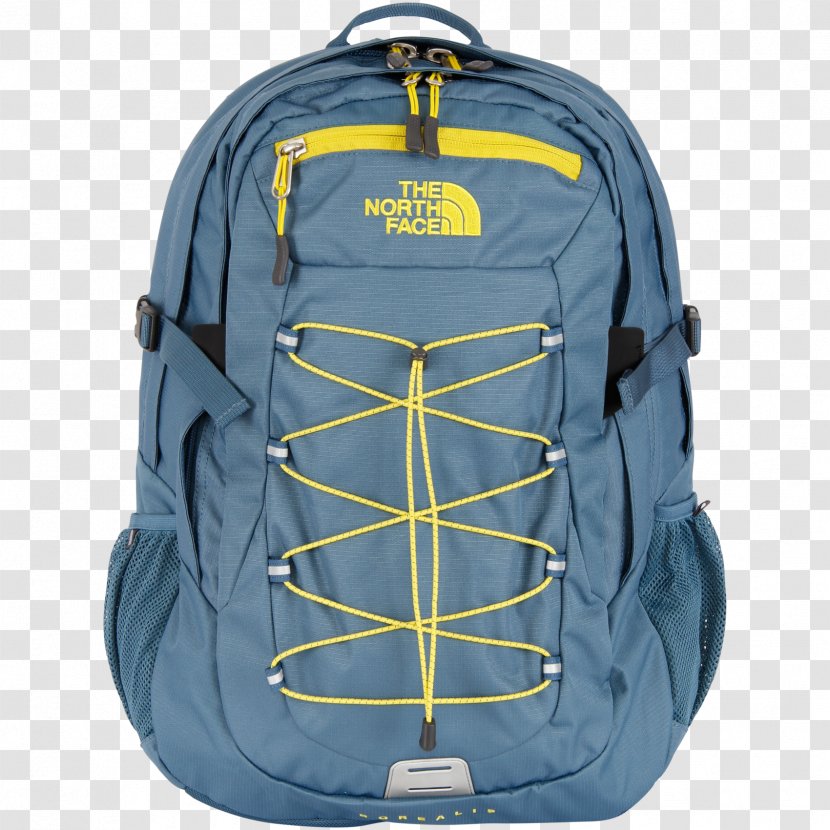 green and yellow north face backpack