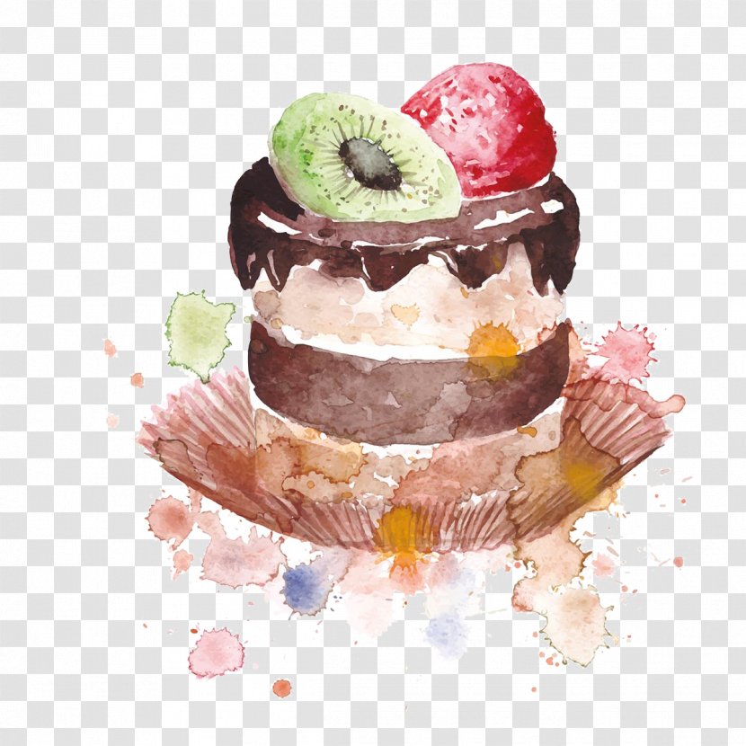 Birthday Cake Macaron Cupcake Waffle - Pastry - Hand-painted Watercolor Transparent PNG