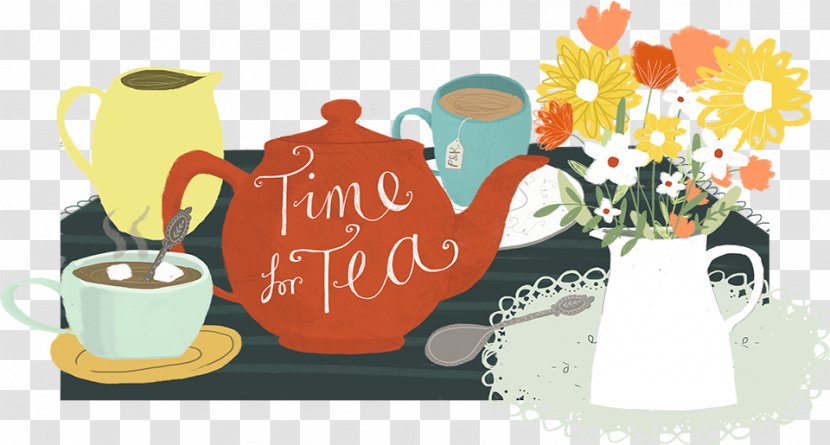 Teapot Coffee Ceramic Pottery - Floral Design - Tea Time Transparent PNG