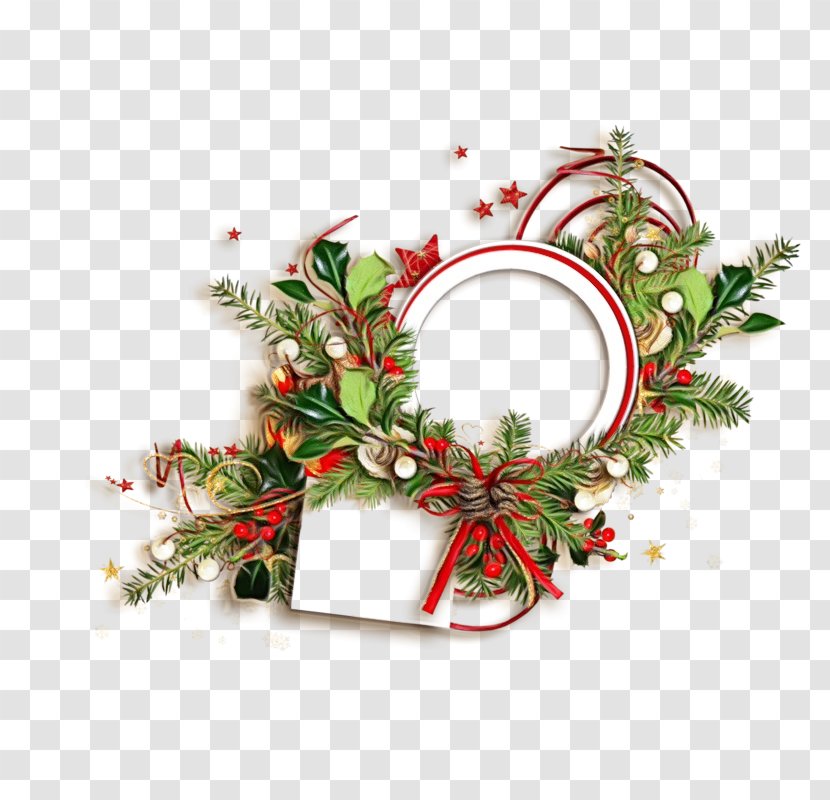 Christmas Wreath Border - Twig Pine Family Transparent PNG