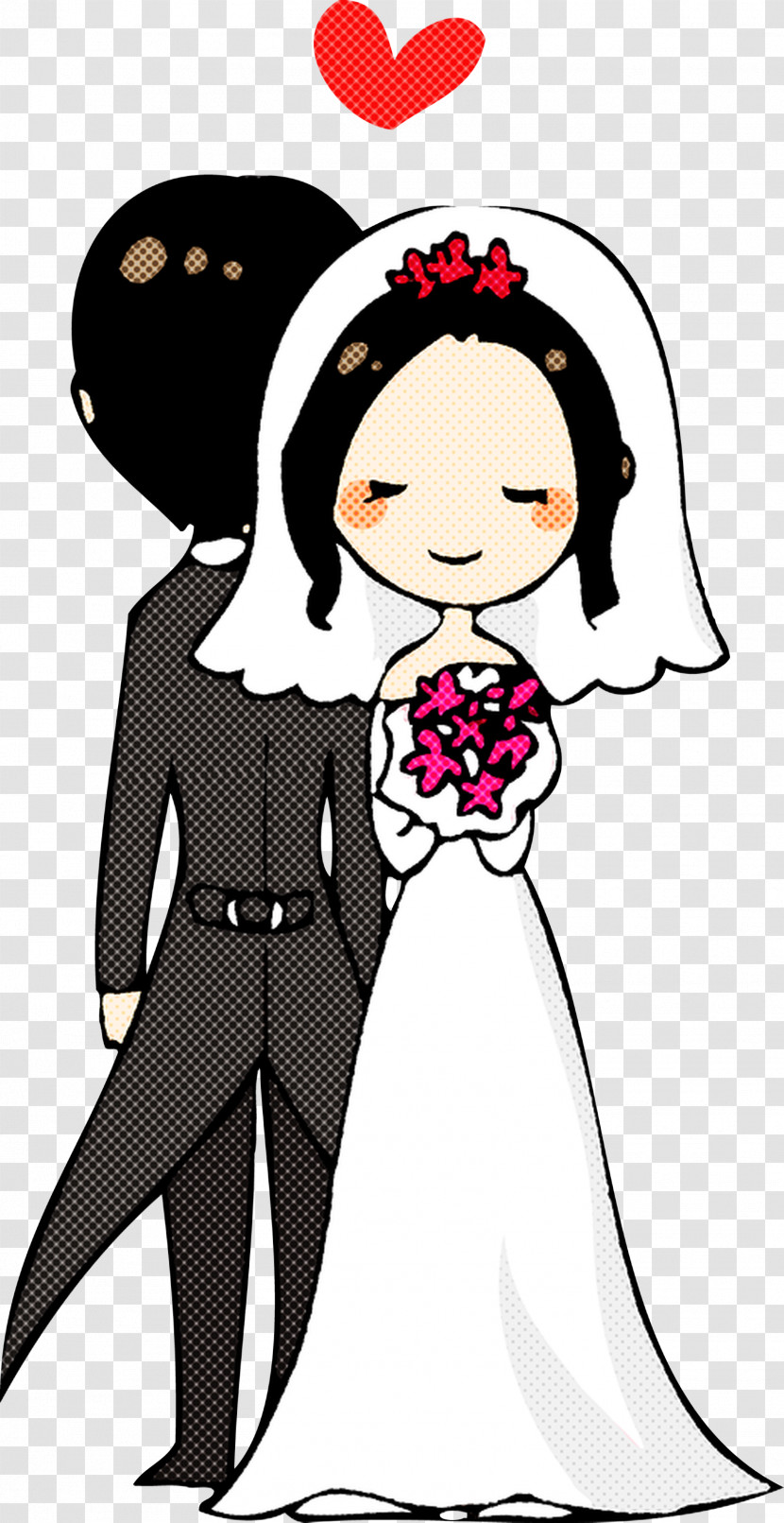 Cartoon Formal Wear Black Hair Tuxedo Bride Transparent PNG