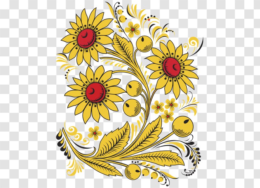 Khokhloma Floral Design Photography Painting - Daisy Family Transparent PNG