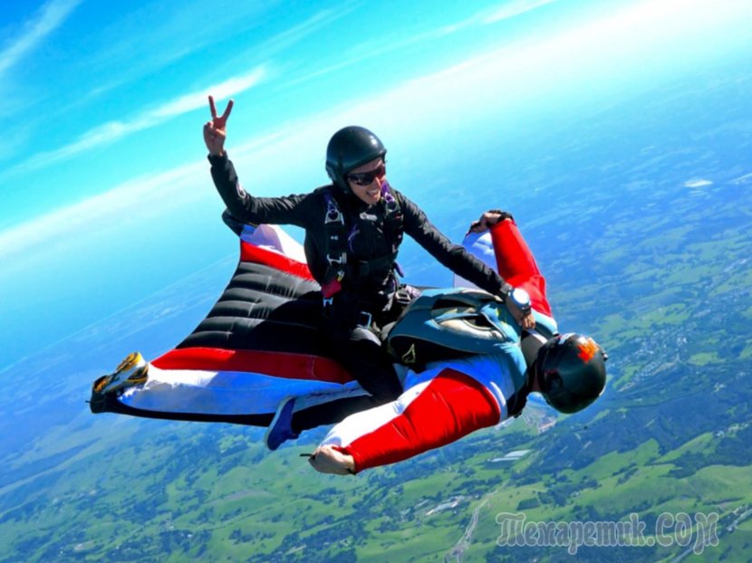 Flight Wingsuit Flying Parachuting Tandem Skydiving Extreme Sport - Air Sports - Parachute Transparent PNG