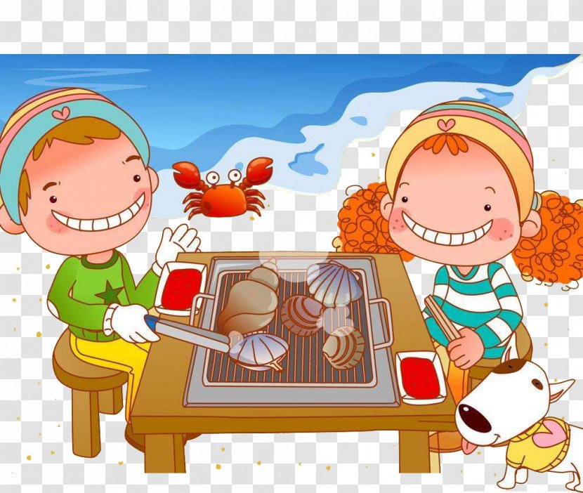Barbecue Cartoon Illustration - Poster - Seaside Children Pattern Transparent PNG