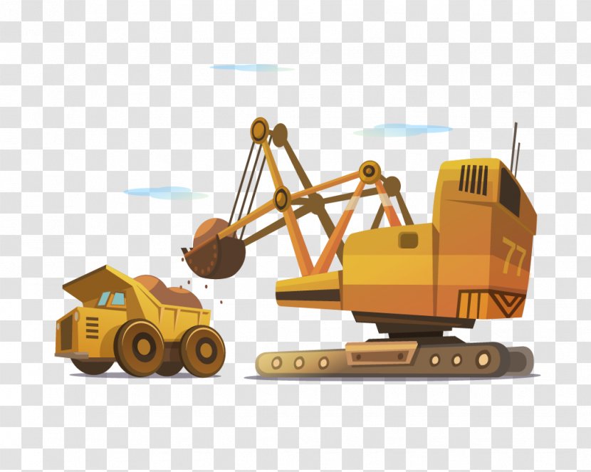 Mining Drawing Photography Illustration - Caricature - Excavator Vector Material Transparent PNG