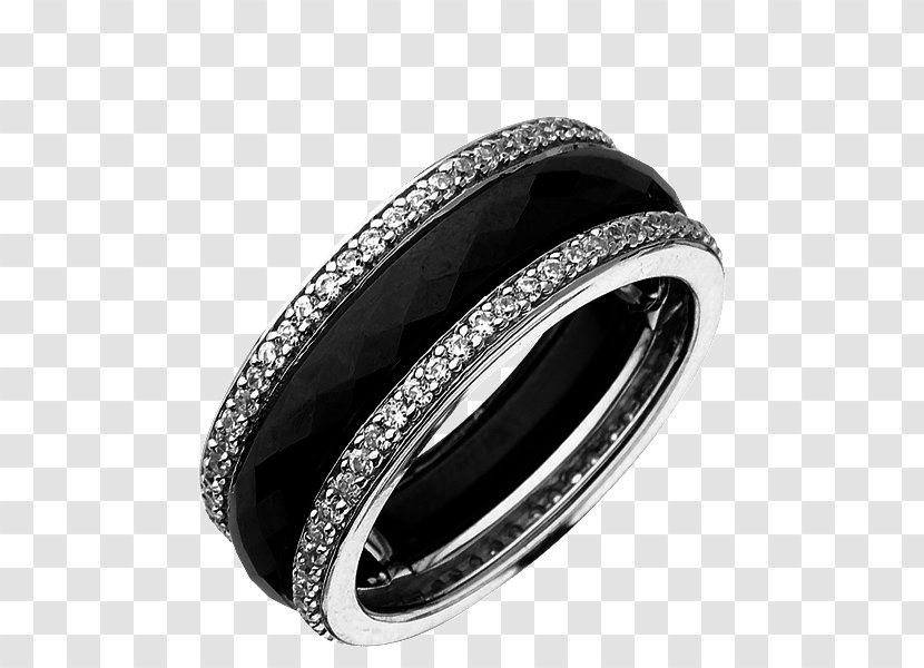 Wedding Ring Silver Diamond Black M - Metal Transparent PNG