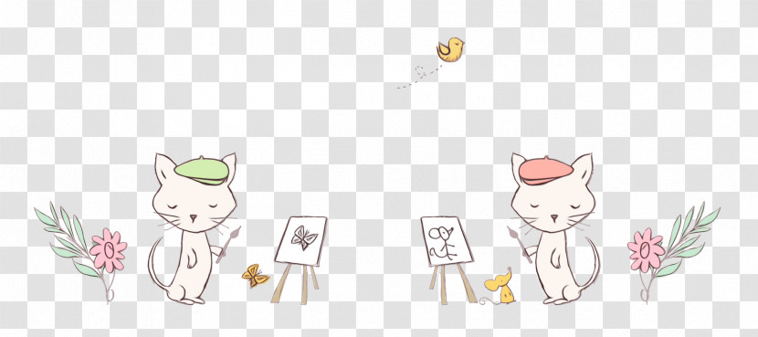 Line Art Cat-like Character Flower Line Transparent PNG
