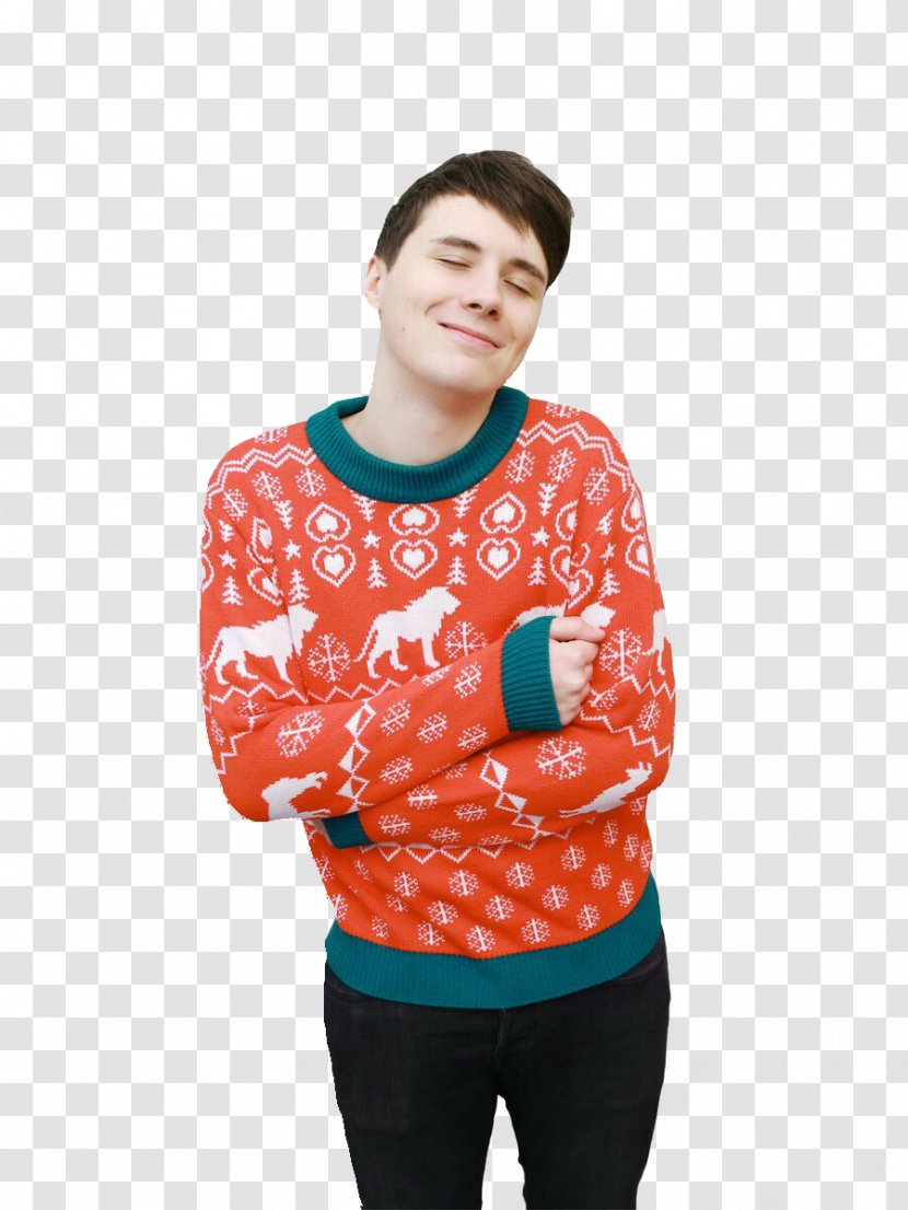 Dan Howell And Phil Sweater Christmas Jumper T-shirt - Shoulder - Years Transparent PNG