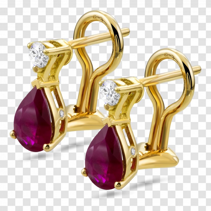 Earring Jewellery Ruby Diamond Gold Transparent PNG