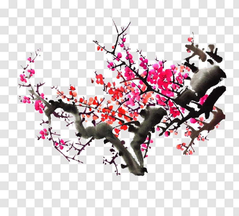 Download Plum Blossom Ink Wash Painting - Photography - Pictures Transparent PNG