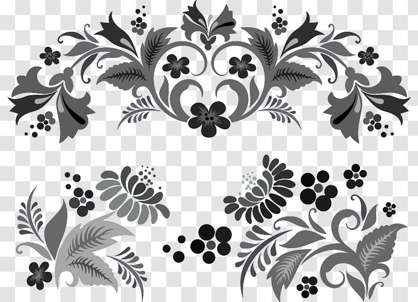 Floral Design Horse Monochrome Pattern - Flora - Tribales Transparent PNG