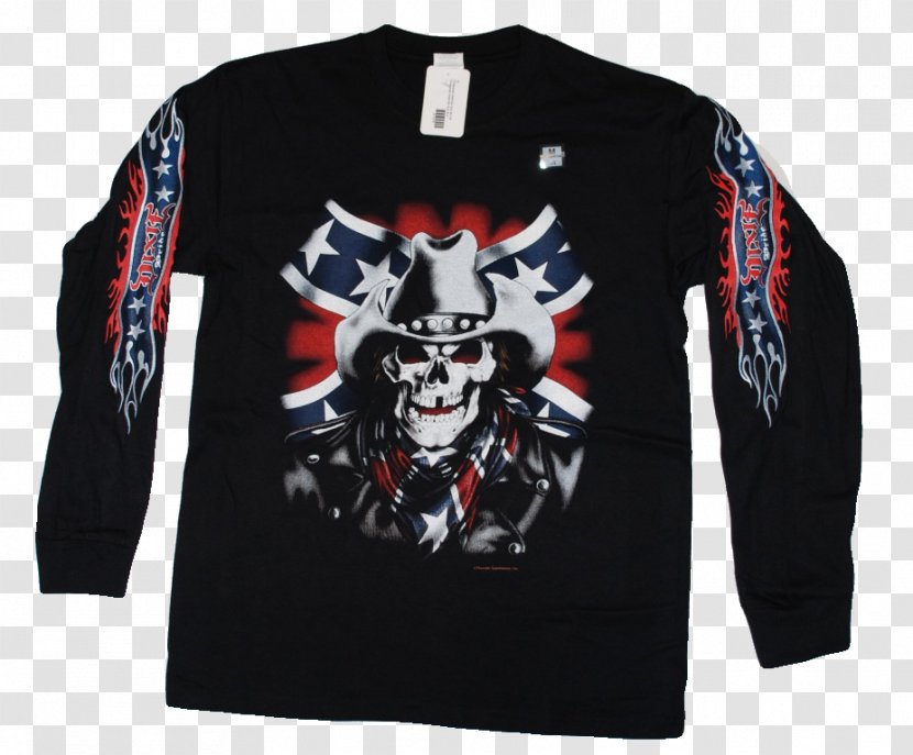 Long-sleeved T-shirt Confederate States Of America Hoodie - Black Transparent PNG