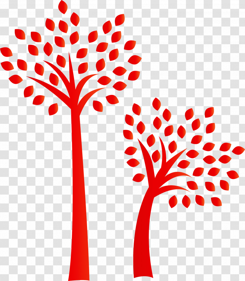 Red Leaf Tree Line Plant Transparent PNG