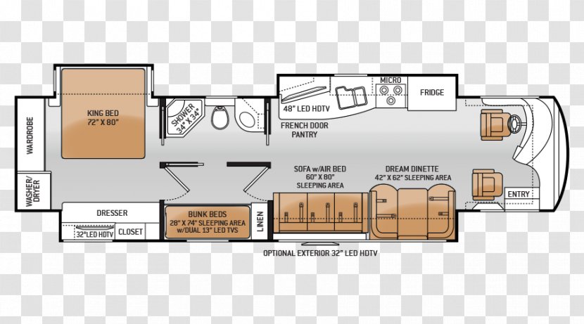 Floor Plan Campervans Motorhome Bunk Bed - Design Transparent PNG