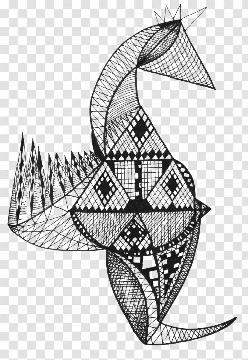 Sailing Ship Visual Arts Illustration Fish Line Art - Vertebrate - Zentangle Vector Transparent PNG