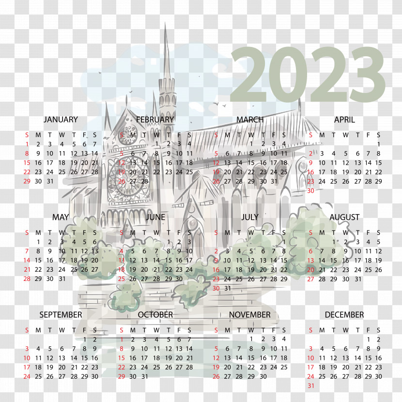 Calendar English Language Font 2012 Transparent PNG