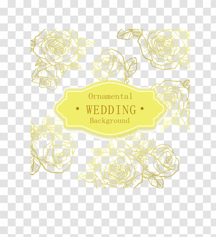 Wedding Floral Design - Petal - Vector Creative Hand-painted Roses Invitation Card Transparent PNG