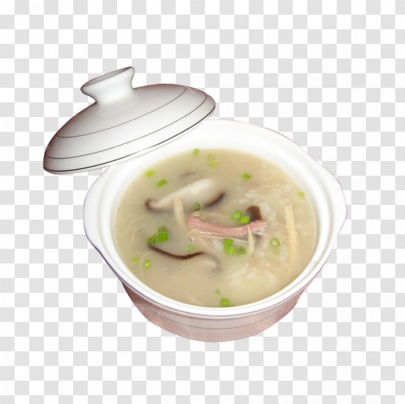 Leek Soup Congee Chicken And Mushroom Pie Porridge - Dish - Mushrooms Transparent PNG