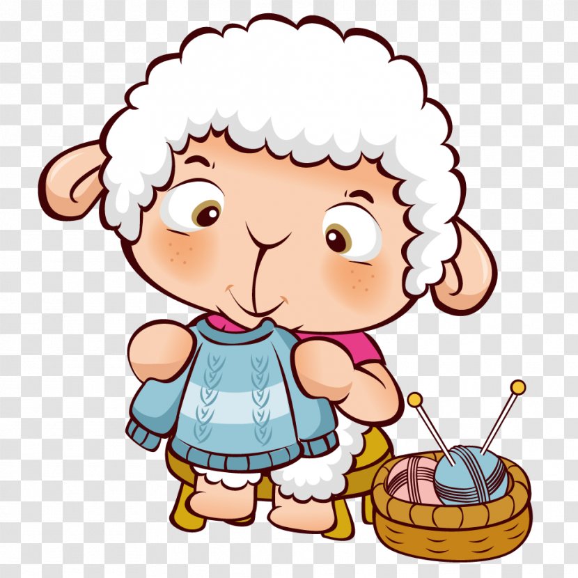 Sheep Goat Clip Art - Child - Knitting Transparent PNG