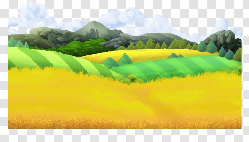 Landscape Farm Euclidean Vector - Field - Painted Golden Wheat Transparent PNG