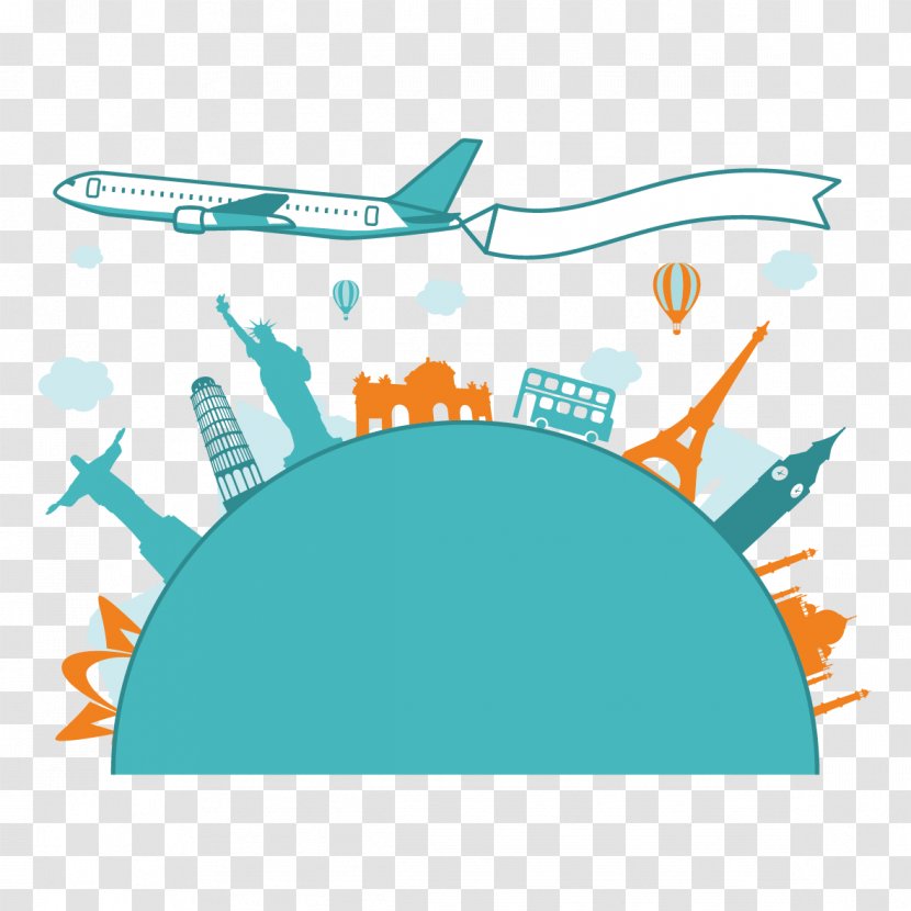 Airplane Travel Flight Towel - Cartoon Global Transparent PNG