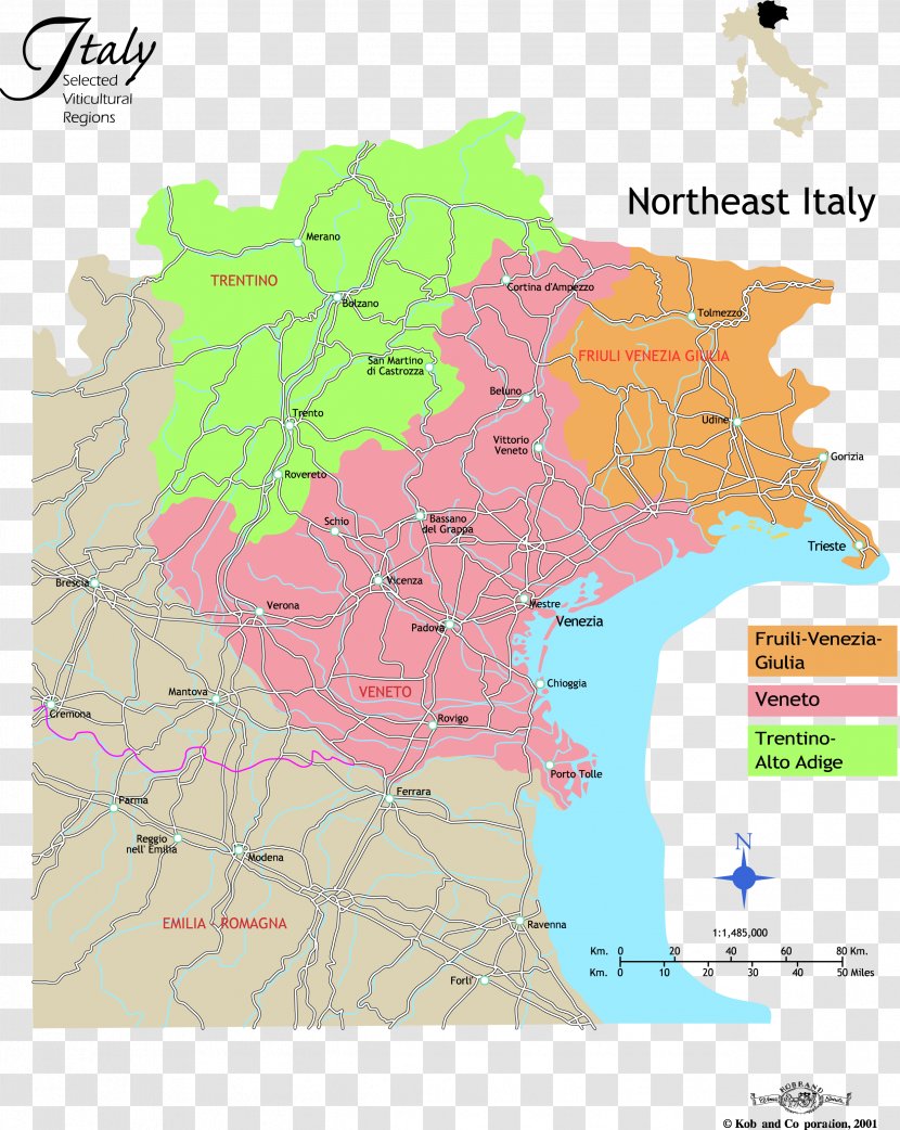 Northern Italy Northeast North-East Veneto Map - Region Transparent PNG