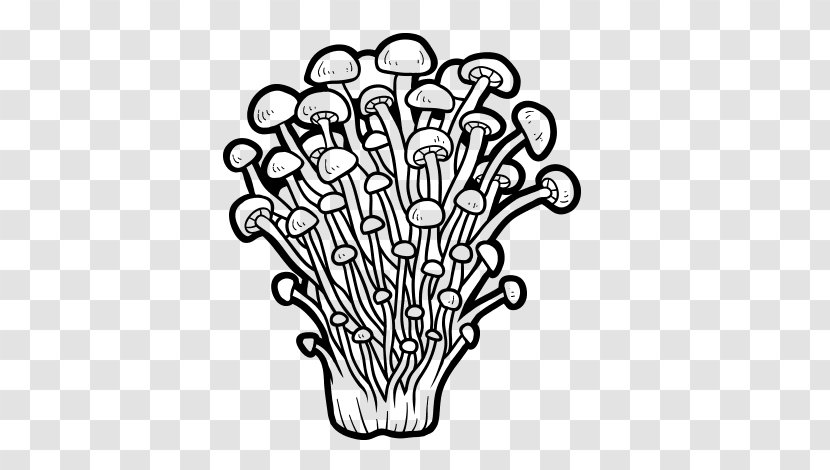 Enokitake Edible Mushroom Fungus Clip Art - Monochrome Transparent PNG