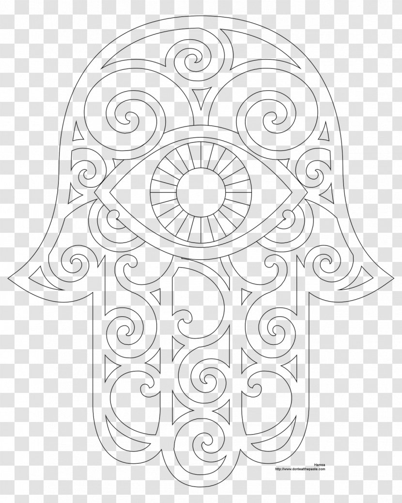 Embroidery Hamsa Drawing Hand Pattern - Line Art Transparent PNG