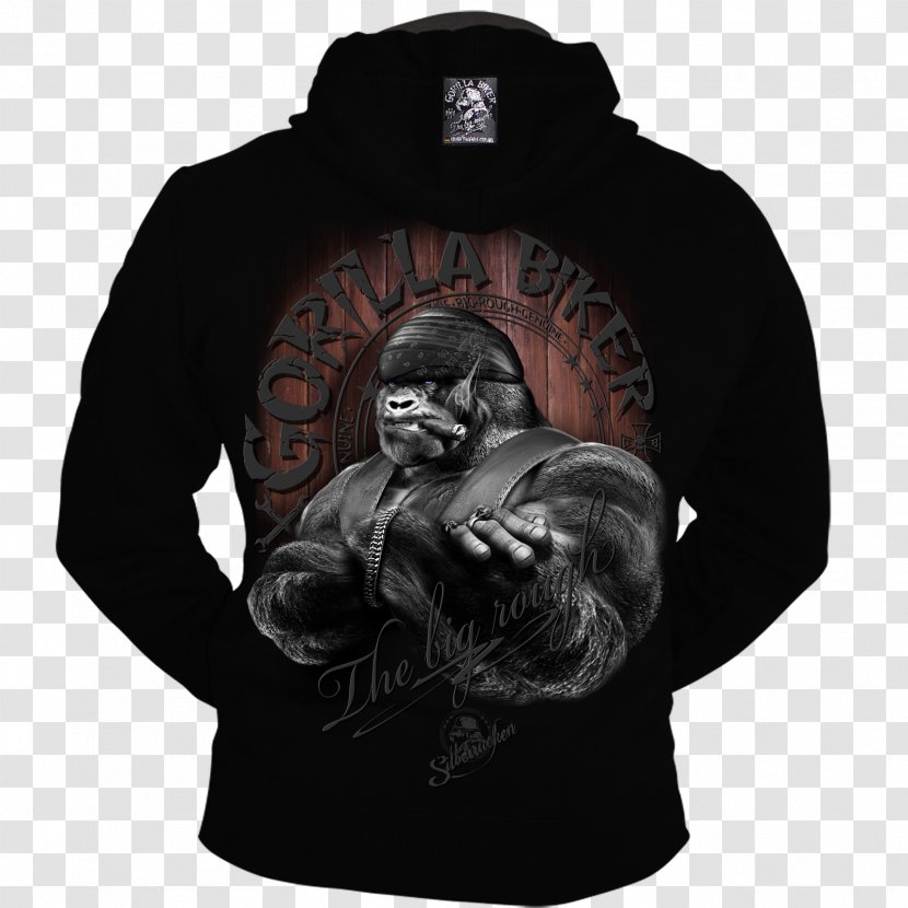 Hoodie Gorilla T-shirt Silberrücken Biker - Streetwear - Black Transparent PNG
