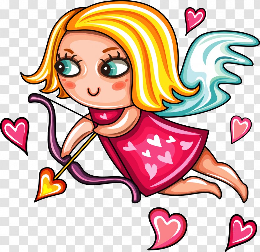 Cartoon Line Art Cupid Clip - Frame - Vector Hand-painted Angels Transparent PNG