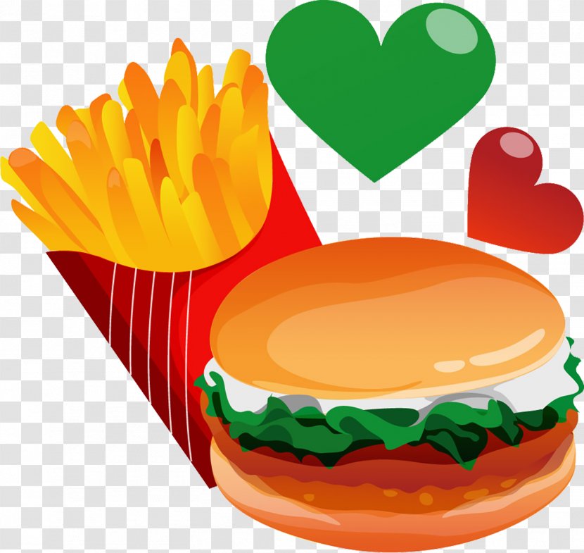Hamburger French Fries Fast Food Euclidean Vector - Cartoon Hand Painted Burger Transparent PNG