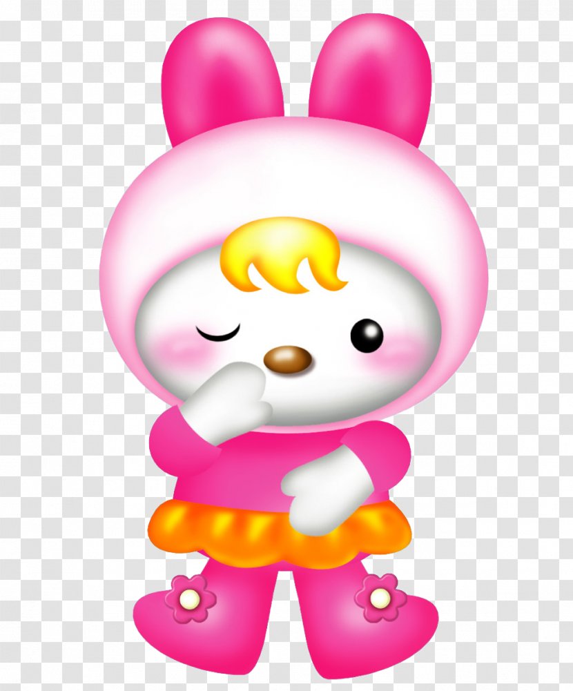Cartoon Blue Clip Art - Fictional Character - Squint-eyed Cute Pink Winnie Transparent PNG
