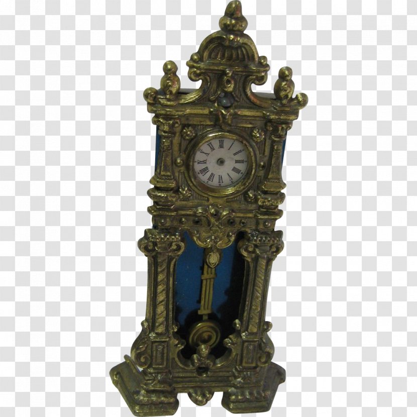 01504 Bronze Statue Antique Clock - Brass Transparent PNG